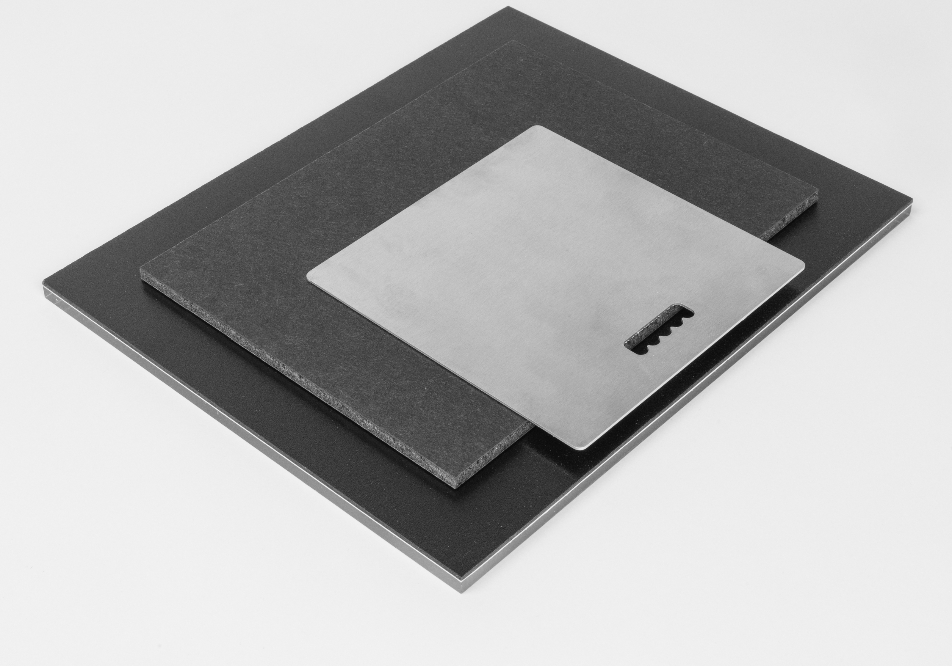 back of an acrylic print with a 3/16" thin float mount with metal hanger