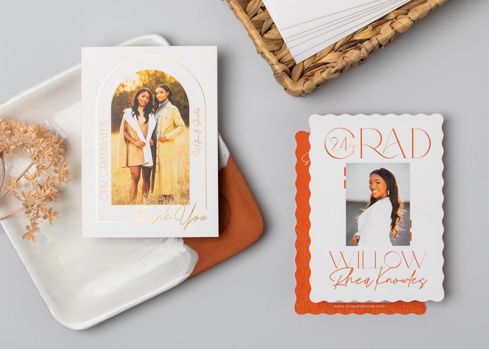 Flaylay of 2023 senior grad Flat Card designs with envelopes