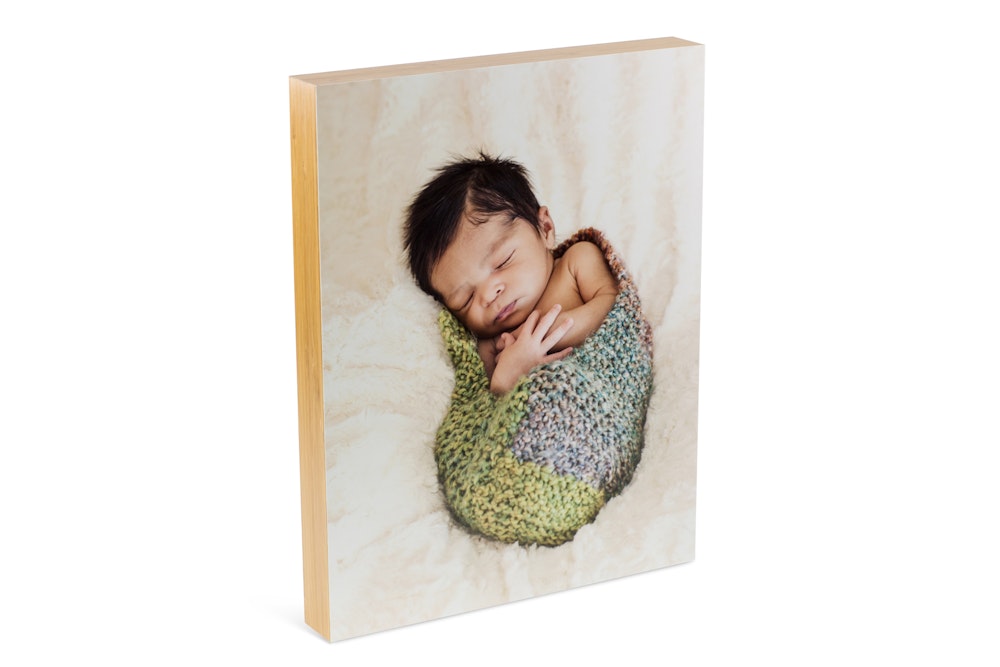 Newborn portrait on Standout print with Bamboo edging
