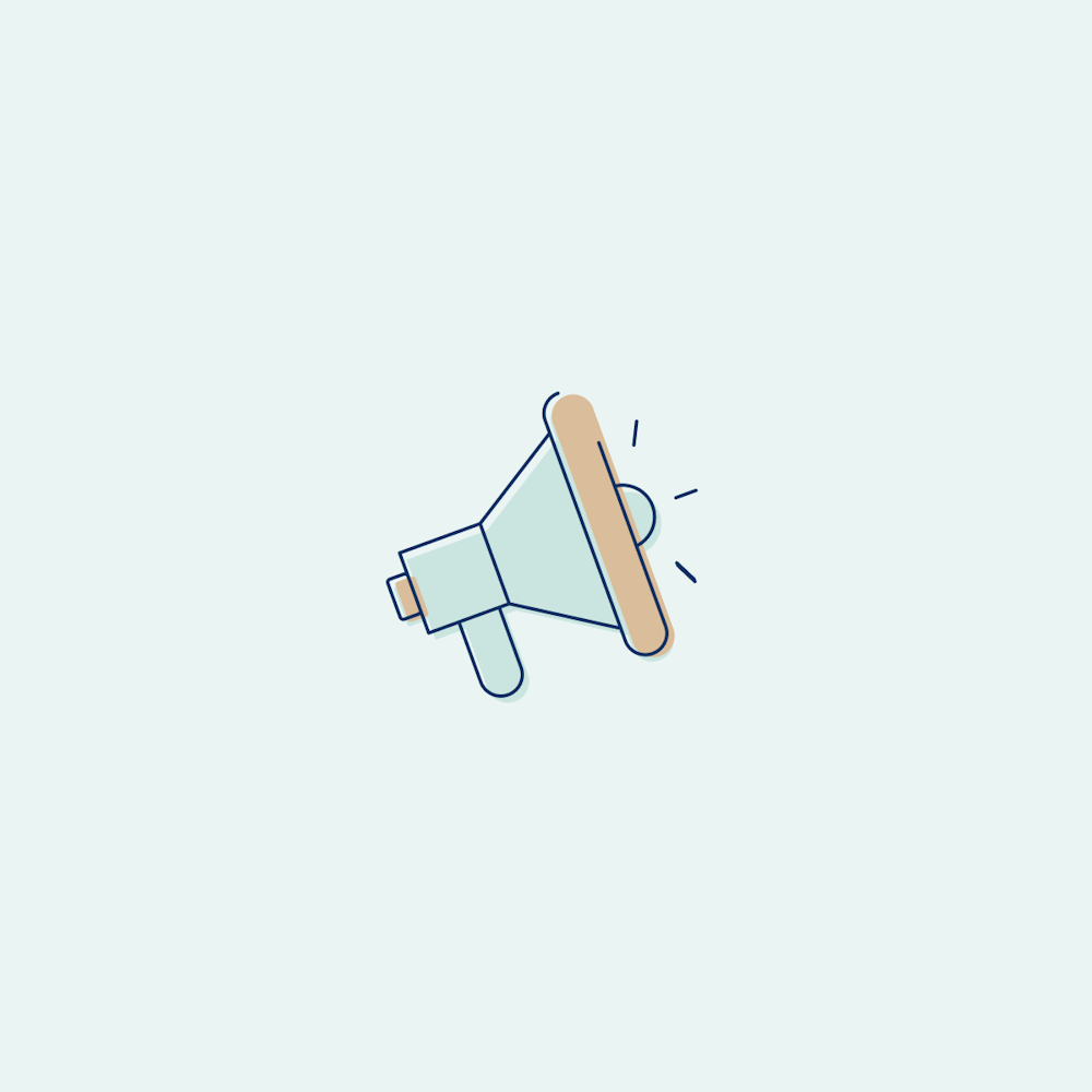 Megaphone illustration on green