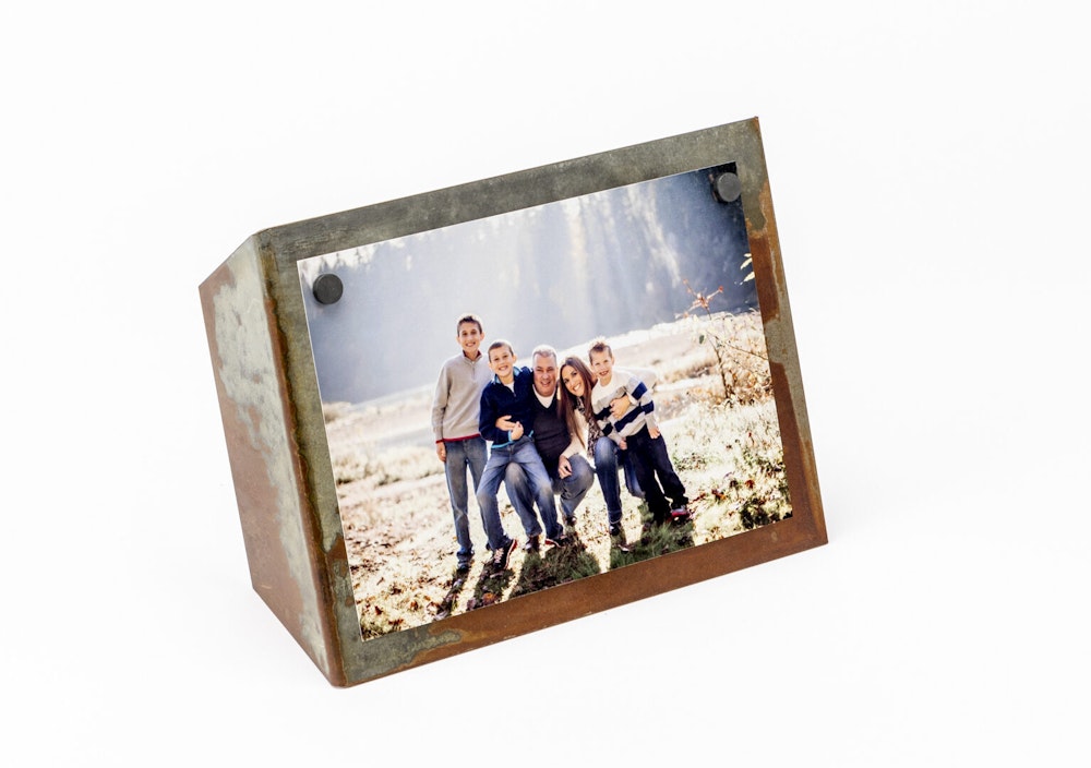 Photographic Prints on Acid Washed Metal Display Stand with magnets